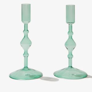 Poketo Glass Candlestick Holder Set of Two!